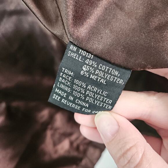 DONNA SALYERS FABULOUS Furs Brown Coat Jacket Faux Fur Trim Small Animal Print - Picture 8 of 9